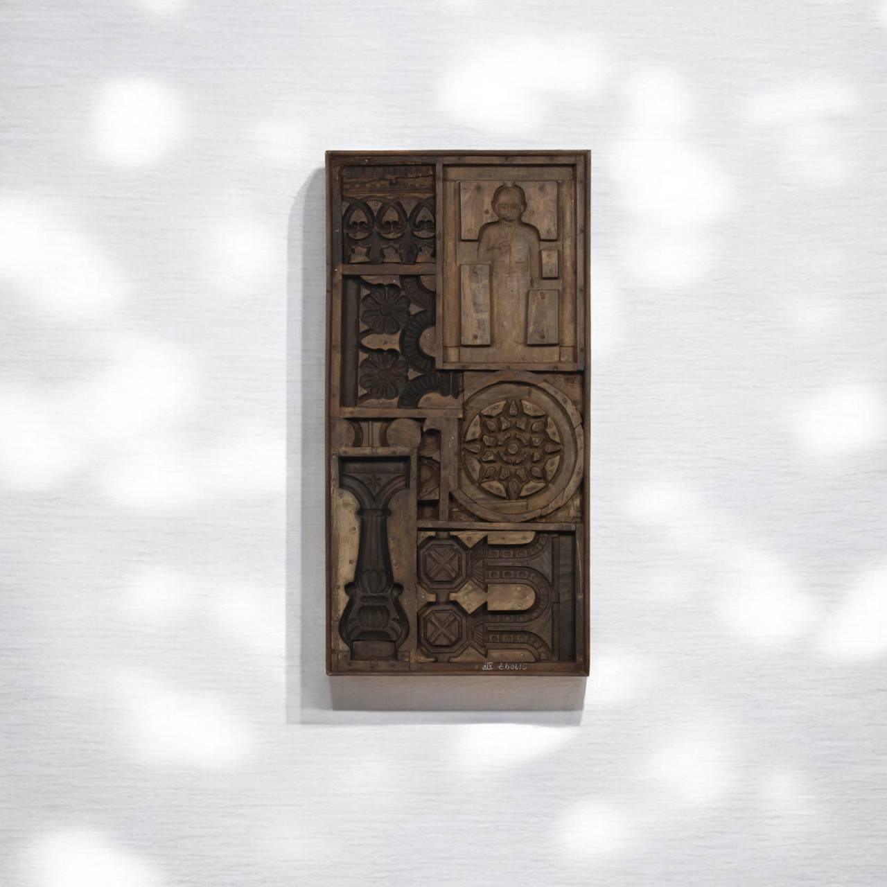 Handcarved Multicolor Wooden Panel - TesuWall Decor
