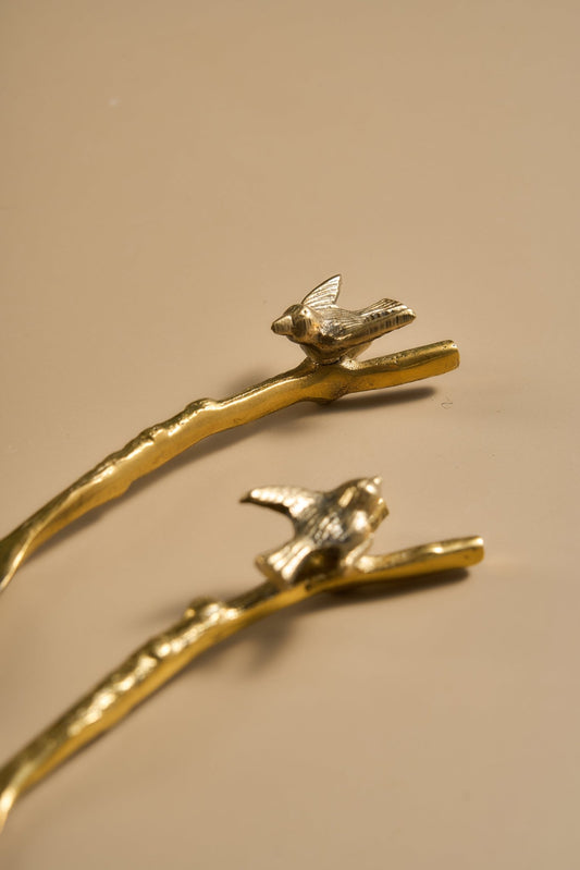 Handcrafted Golden Bird Motif Spoons - Set of 6 - TesuHome & Kitchen