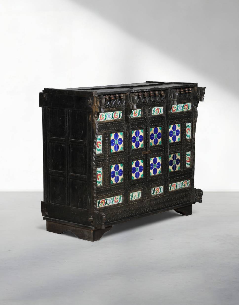 Handcrafted Peacock Teak Damchiya - Vintage Indian Storage Chest - TesuCabinets & Storage