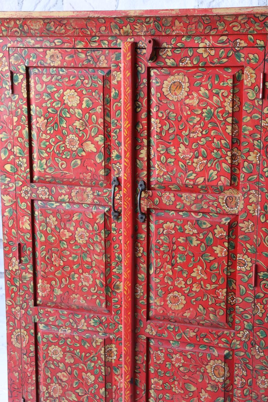 Handcrafted Red Blossom Mango Wood Cabinet - TesuCabinets & Storage