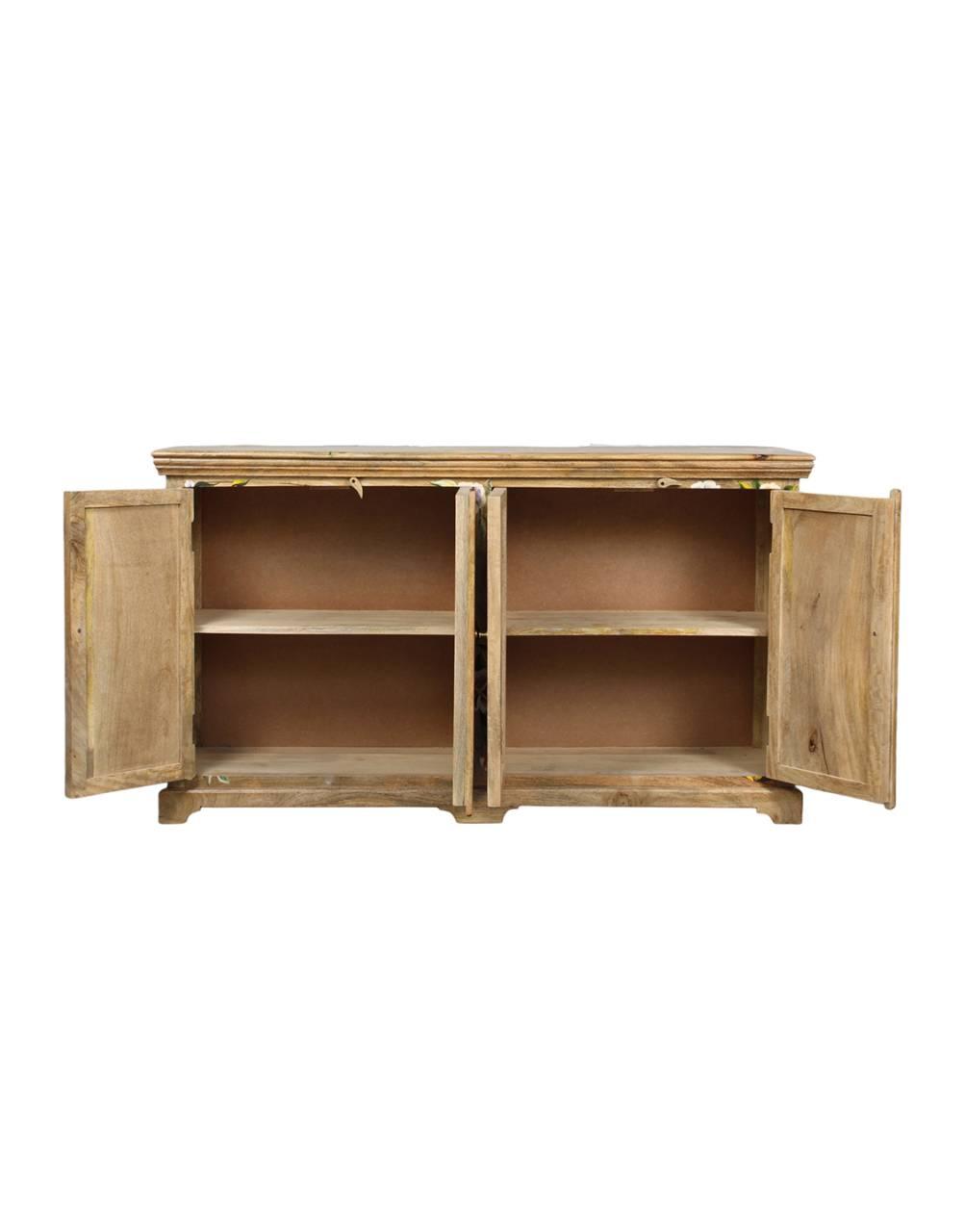 Handpainted sideboard cabinet with open doors showing interior storage – Tesu Furniture & Seating