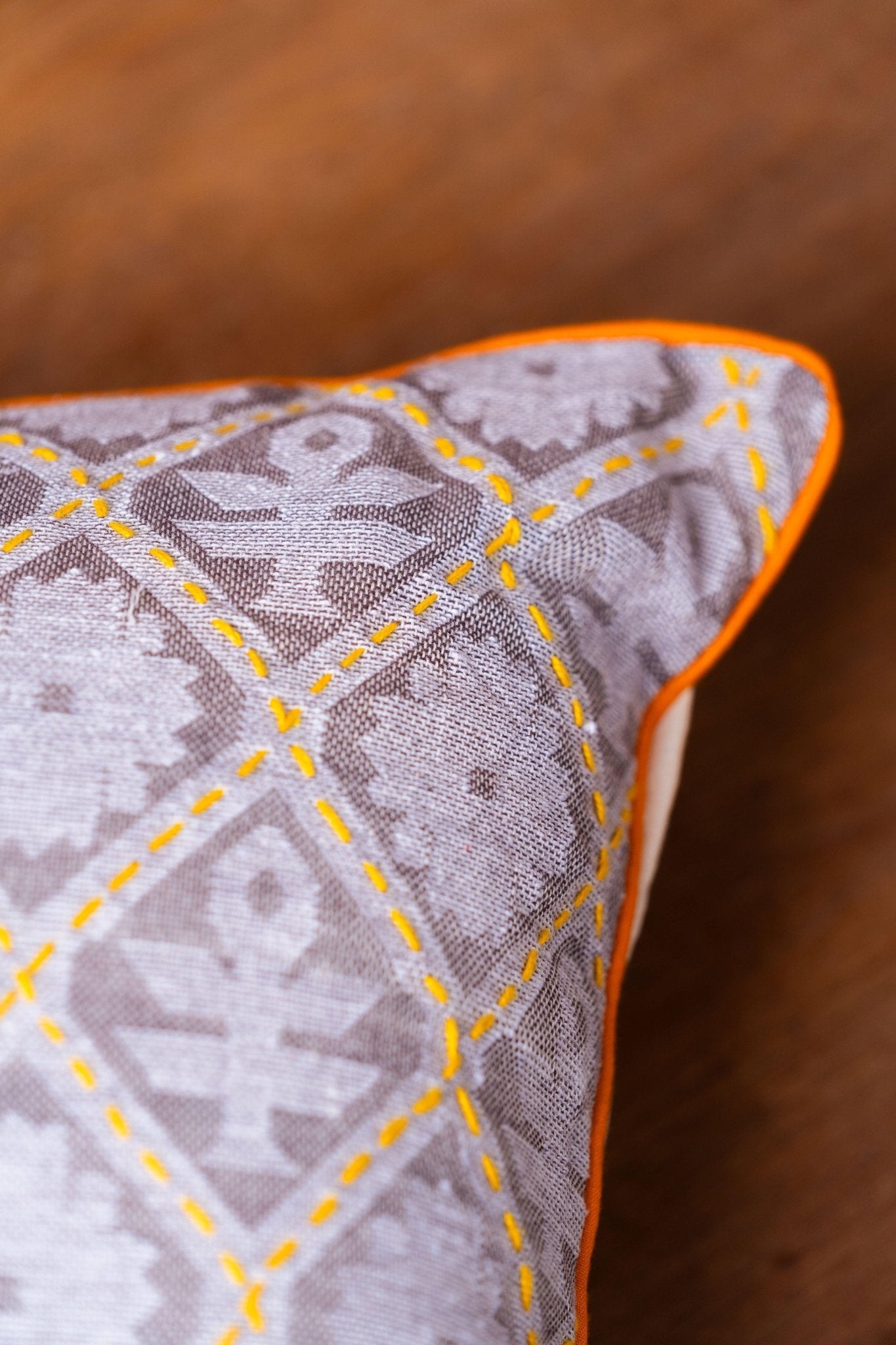 Handwoven Cotton with Kantha Work Cushion Covers - TesuCushion Covers