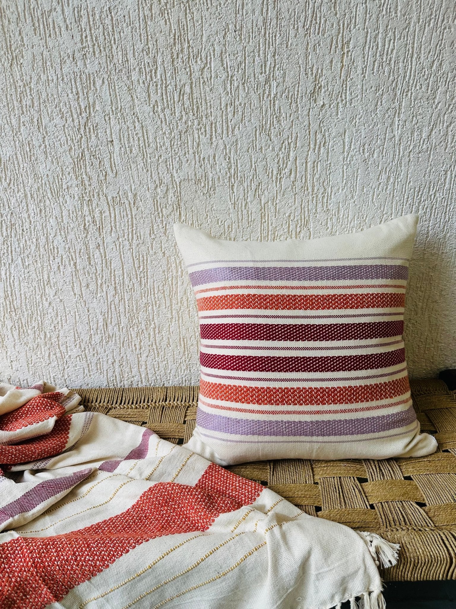 Handwoven Striped Cushion Cover - Multi - Color - TesuHome Décor