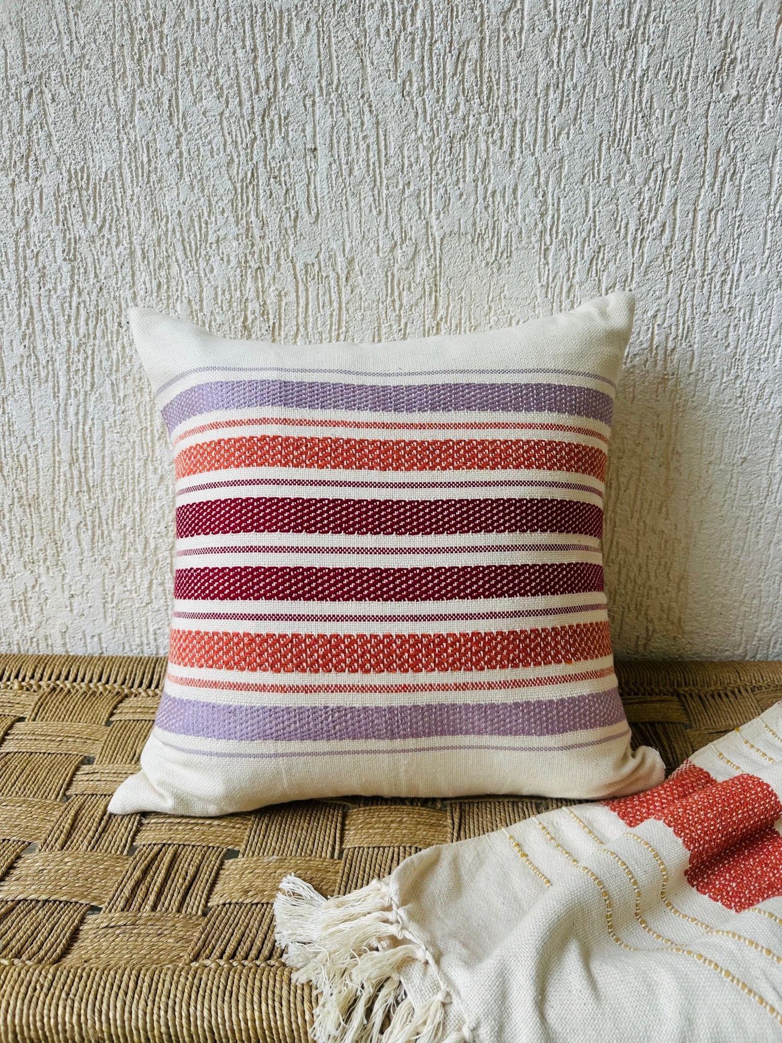 Handwoven Striped Cushion Cover - Multi - Color - TesuHome Décor