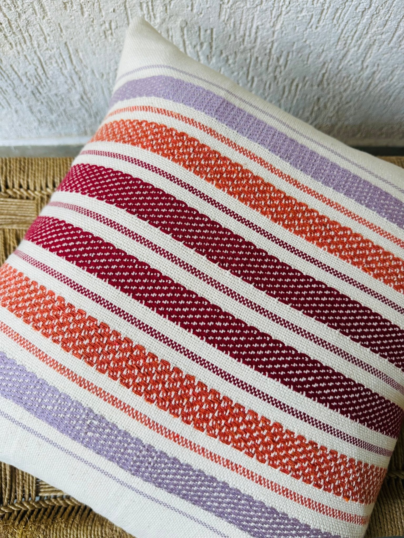Handwoven Striped Cushion Cover - Multi - Color - TesuHome Décor