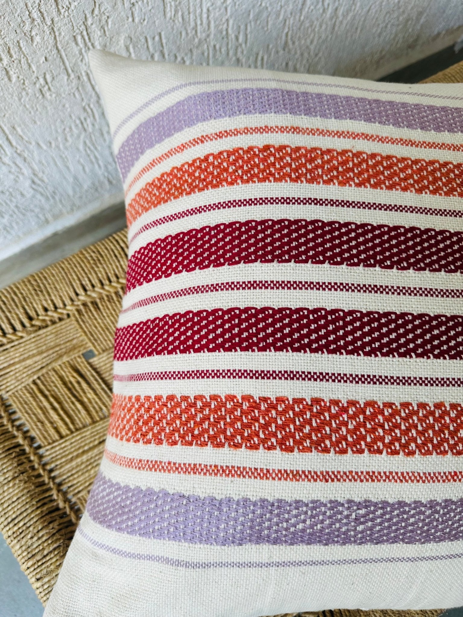 Handwoven Striped Cushion Cover - Multi - Color - TesuHome Décor