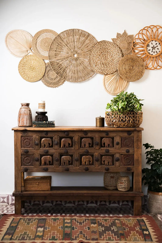 Heritage Elephant Carved Console Table - Handcrafted Vintage Teak Wood Furniture - TesuConsole Table