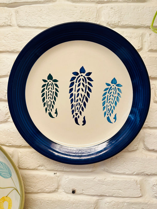 Blueberry Hand Painted Designer Wall Plates - Set of 3