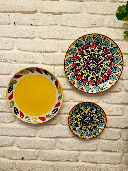 Sunflower Hand Painted Wall Plates - Set of 3