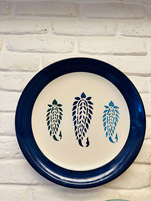 Peacock Hand Painted Designer Plates - Set of 3