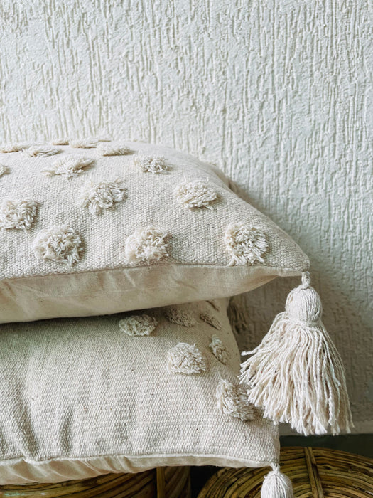 Bohemian  Natural Cotton Cushion Covers -  White