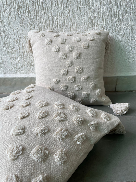 Bohemian  Natural Cotton Cushion Covers -  White
