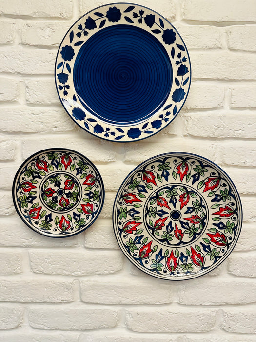 Iris Hand Painted Designer Wall Plates - Set of 3