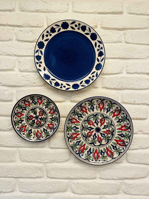 Iris Hand Painted Designer Wall Plates - Set of 3