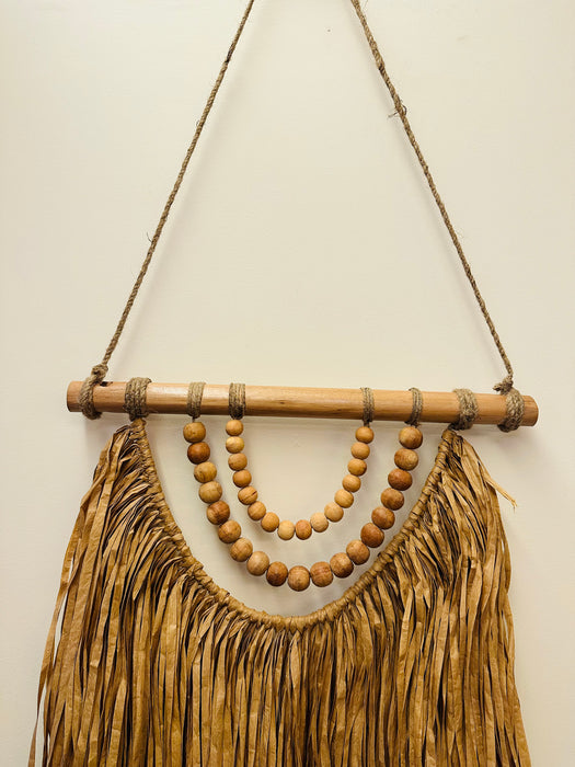 Bohomian Hanging Raffia With Beads Wall Decor