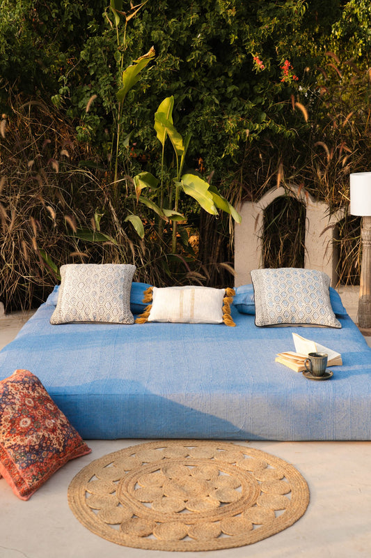 Indigo Cotton Bedspread With Pillow Covers - TesuBedspread