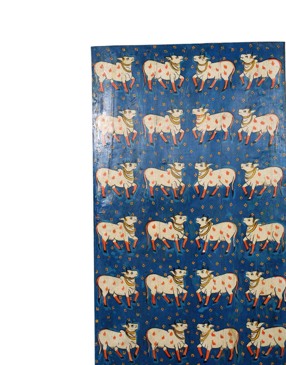 Woolly mammoth patterned fabric on a blue background
