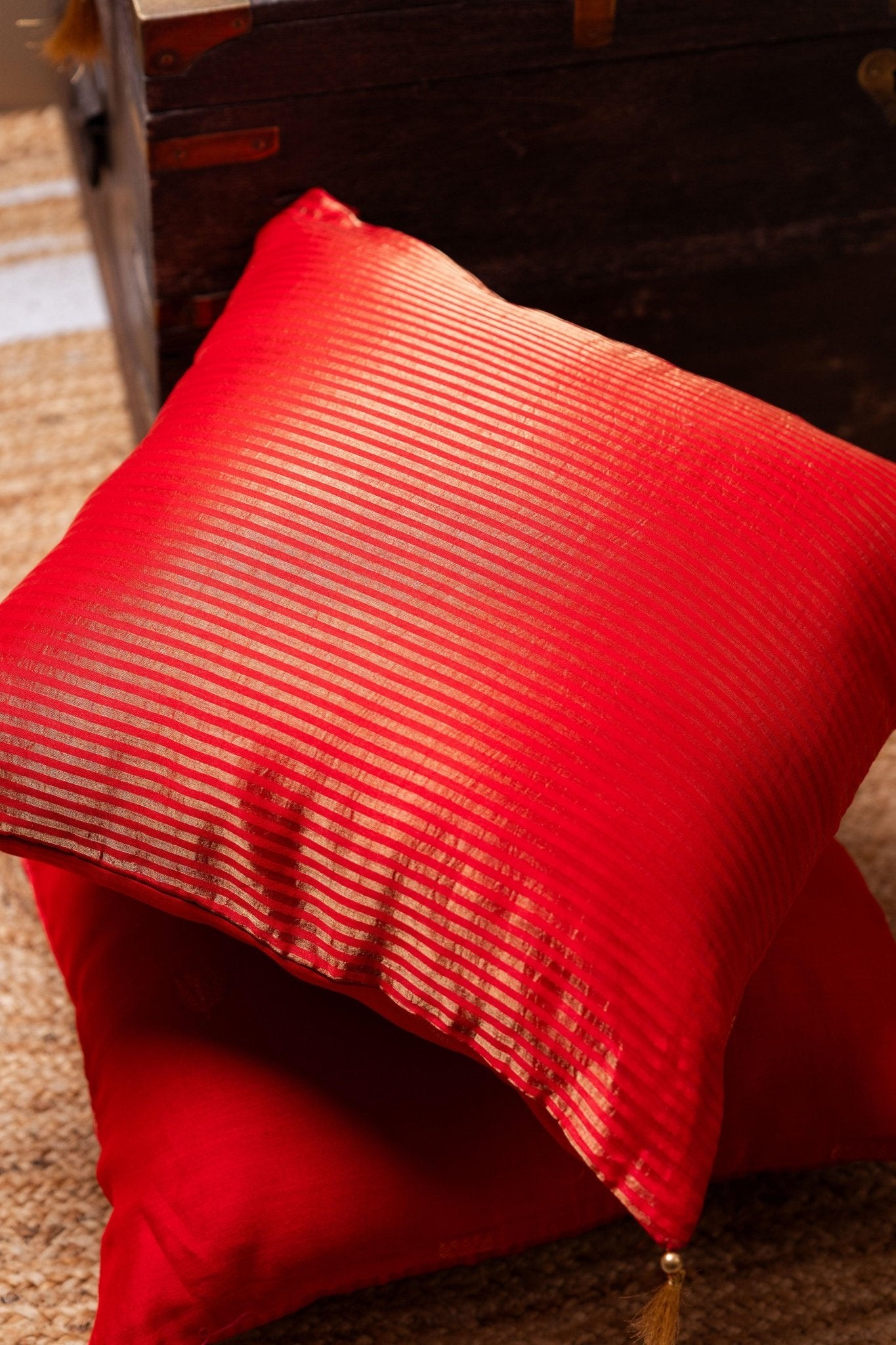 Lotus Butti Chanderi Cushion Cover - TesuCushion Covers