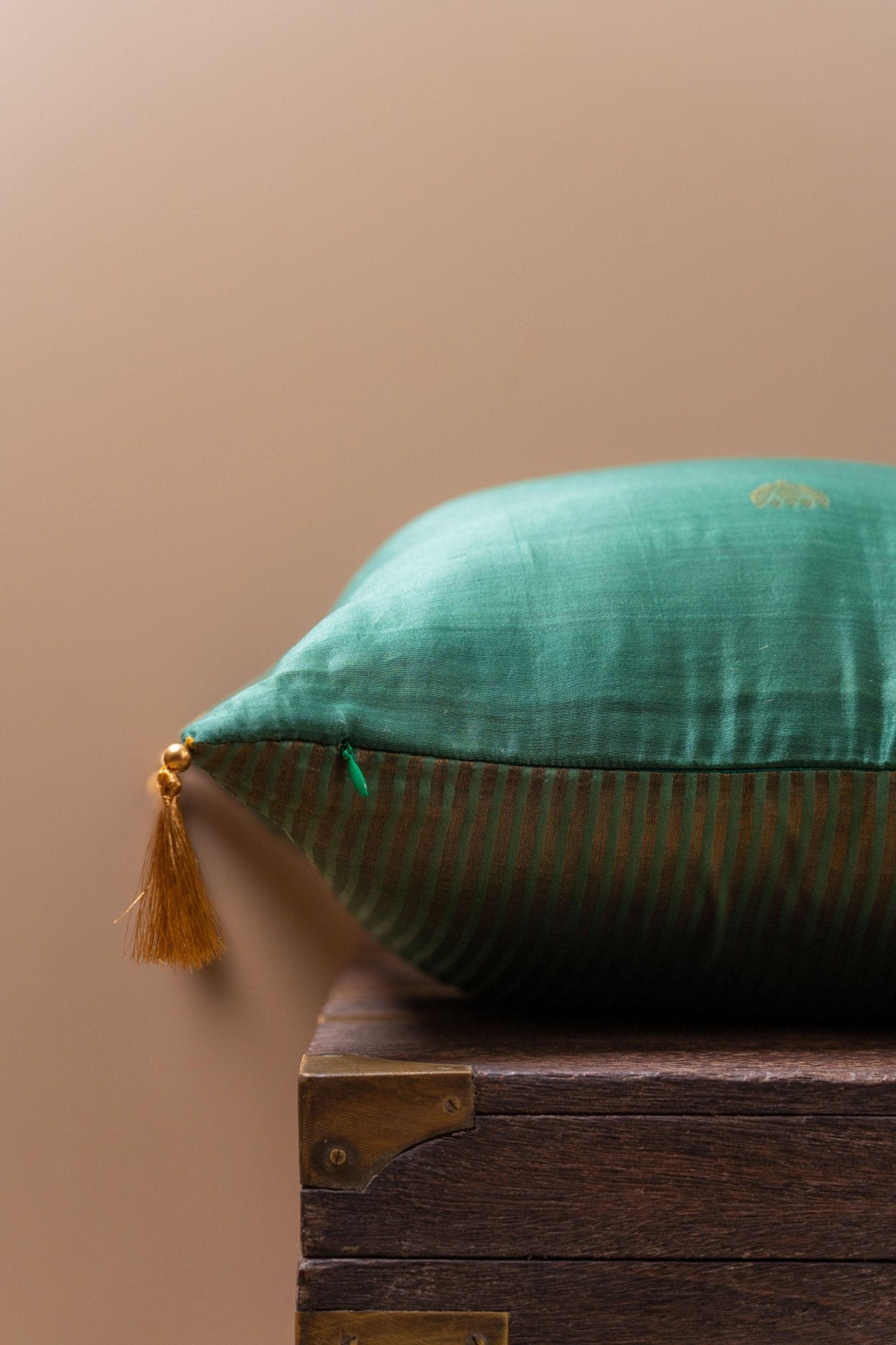 Lotus Butti Chanderi Cushion Cover - TesuCushion Covers
