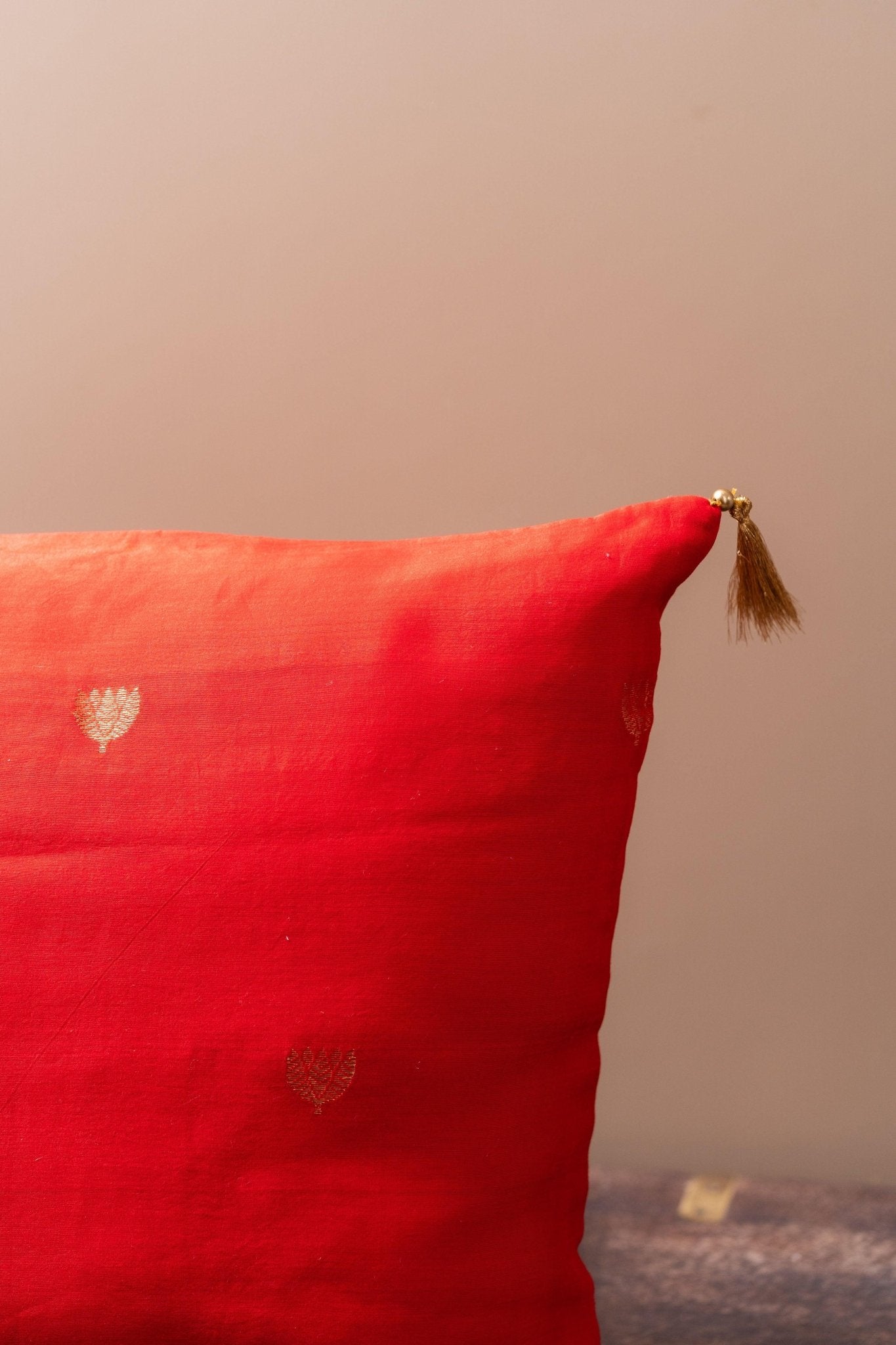 Lotus Butti Chanderi Cushion Cover - TesuCushion Covers