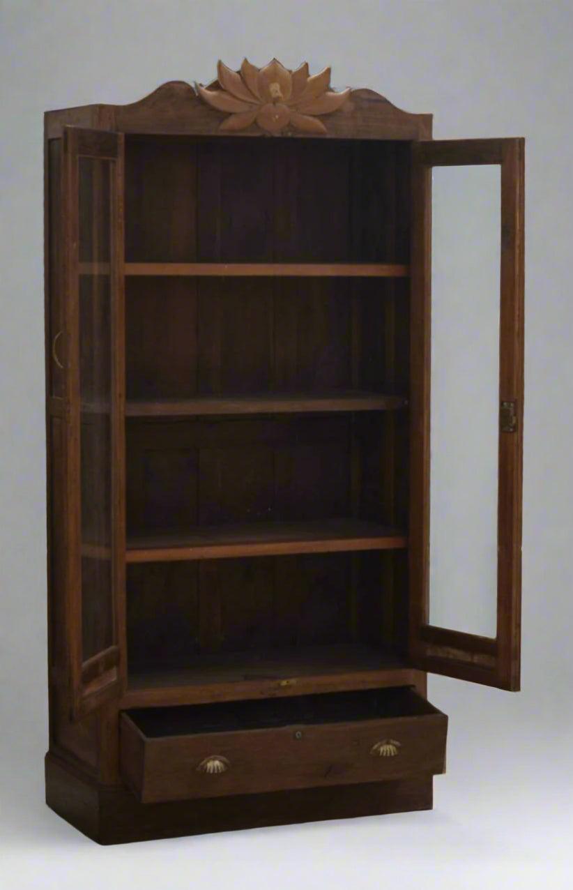 Lotus Carved Wooden Display Cabinet - TesuCabinets & Storage