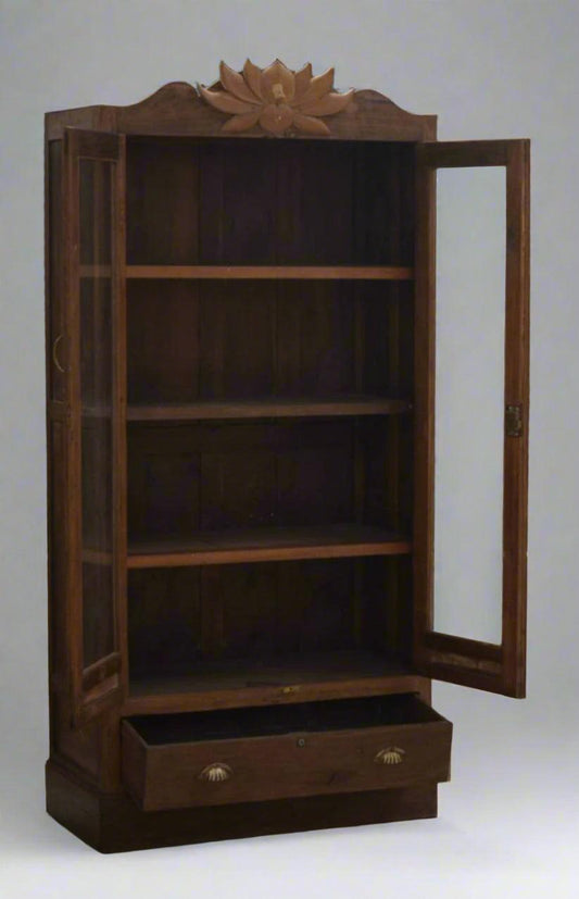 Lotus Carved Wooden Display Cabinet - TesuCabinets & Storage