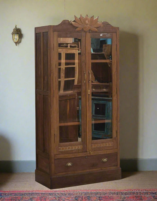 Lotus Carved Wooden Display Cabinet - TesuCabinets & Storage