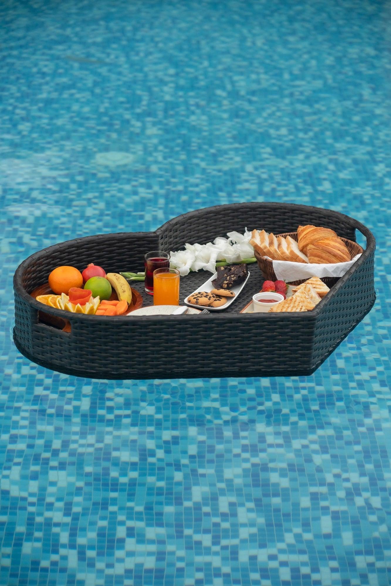 Luxury Brown Heart Shape Floating Serving Tray - Romantic Waterproof Pool & Spa Tray - TesuFloating Trays