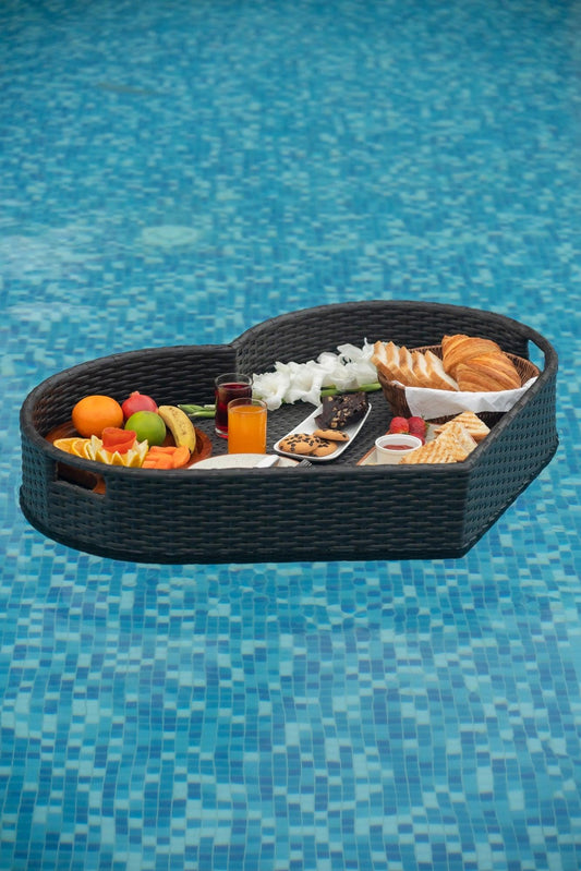 Luxury Brown Heart Shape Floating Serving Tray - Romantic Waterproof Pool & Spa Tray - TesuFloating Trays