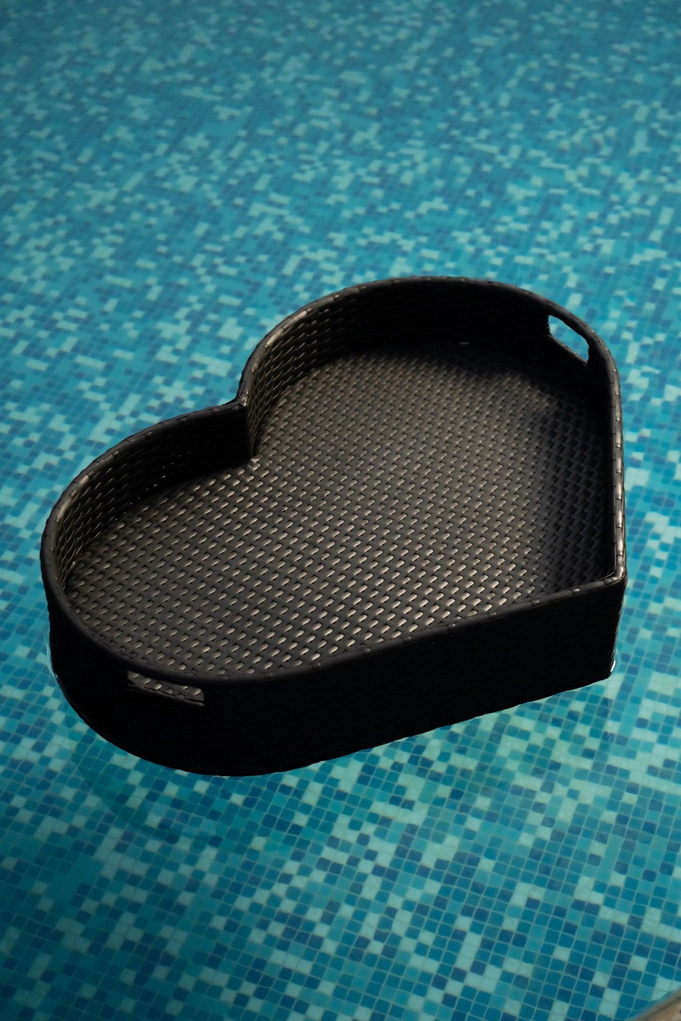 Luxury Brown Heart Shape Floating Serving Tray - Romantic Waterproof Pool & Spa Tray - TesuFloating Trays