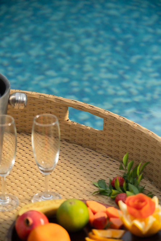 Luxury Light Brown Boat Shape Floating Serving Tray - Nautical Waterproof Pool & Spa Tray - TesuFloating Trays