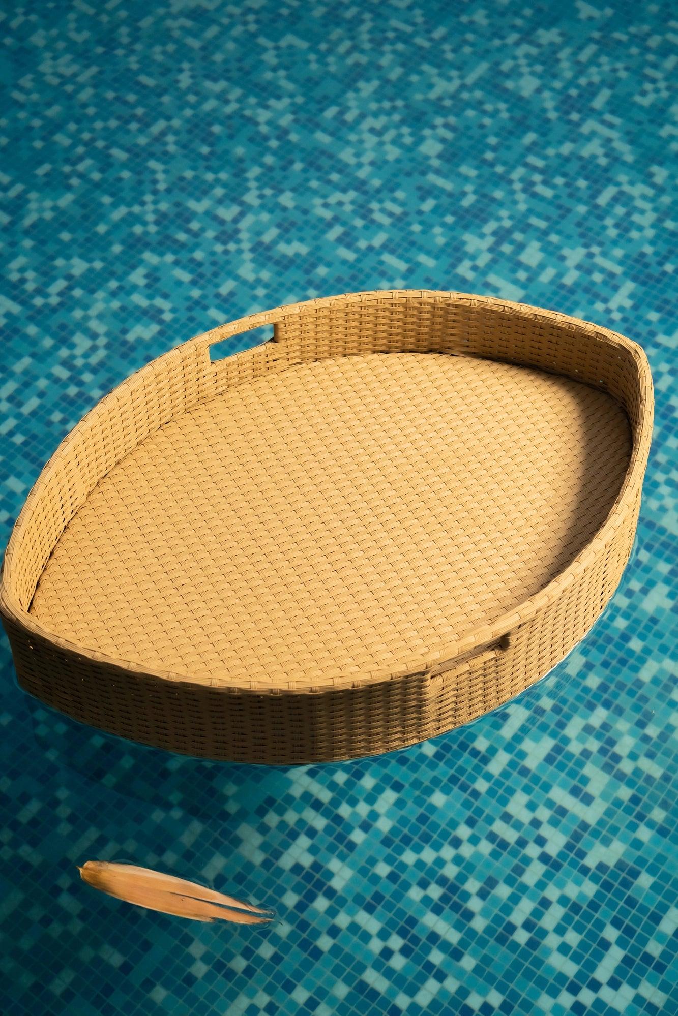 Luxury Light Brown Boat Shape Floating Serving Tray - Nautical Waterproof Pool & Spa Tray - TesuFloating Trays