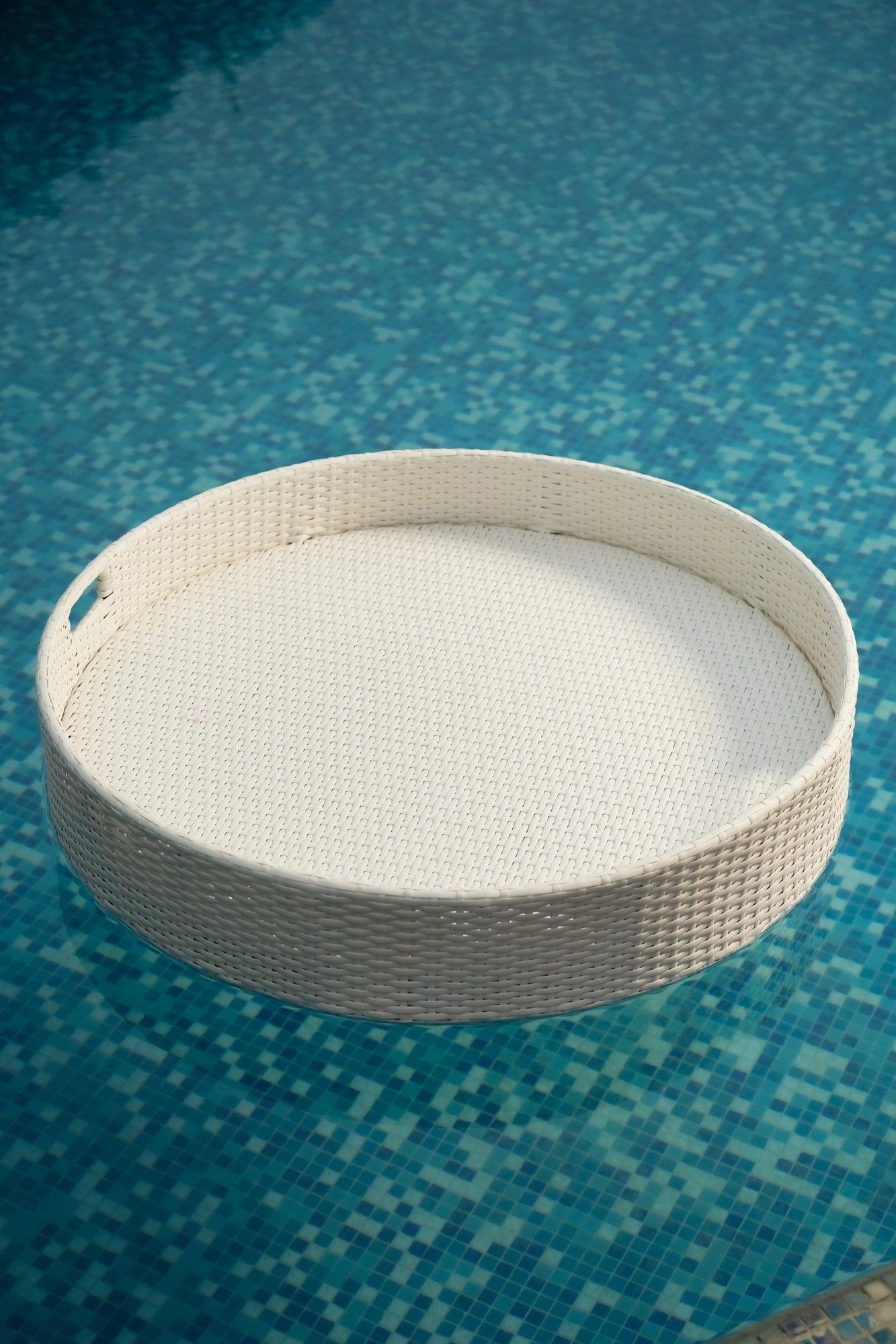 Luxury White Round Floating Serving Tray - Waterproof Pool & Spa Breakfast Tray - TesuFloating Trays