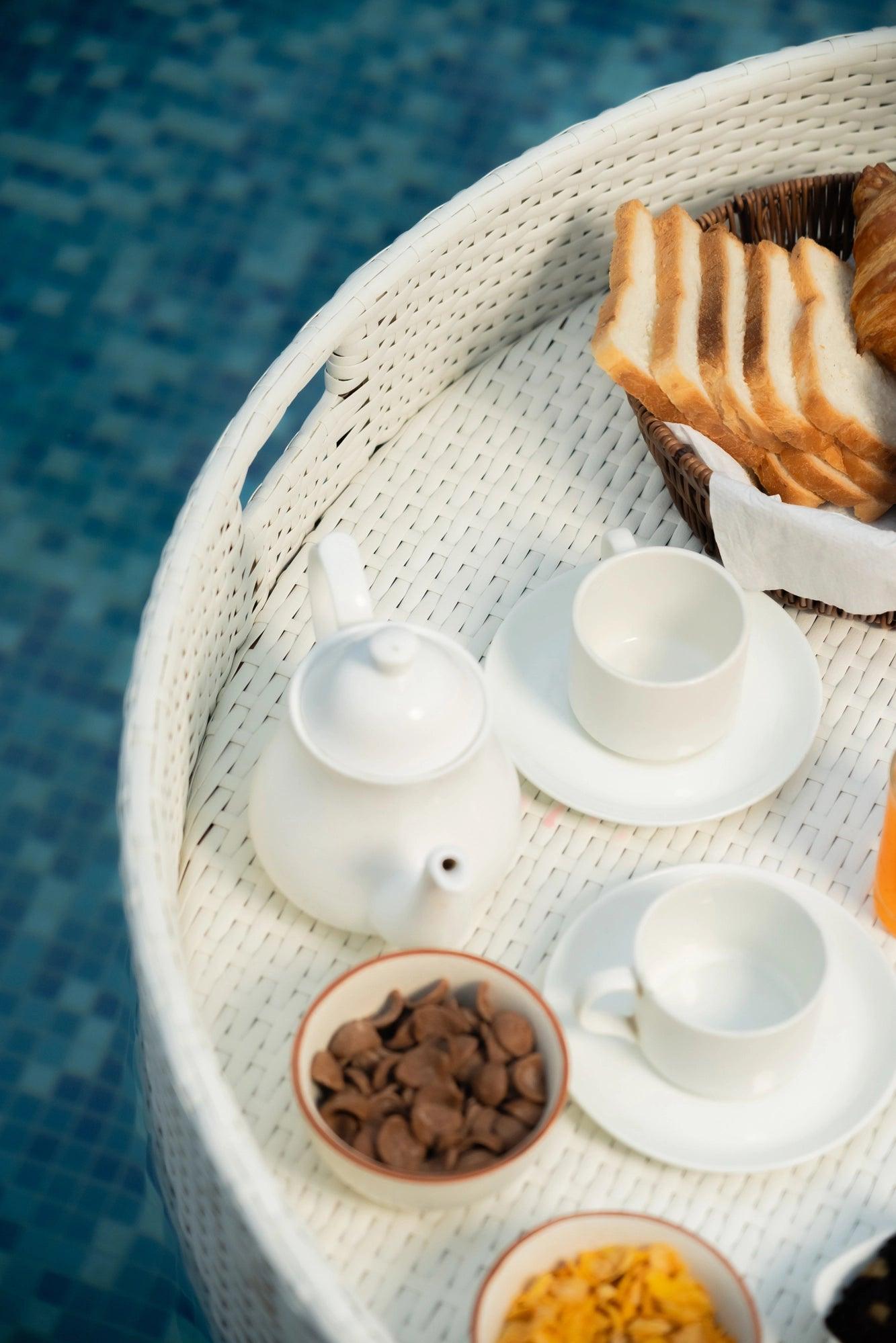 Luxury White Round Floating Serving Tray - Waterproof Pool & Spa Breakfast Tray - TesuFloating Trays