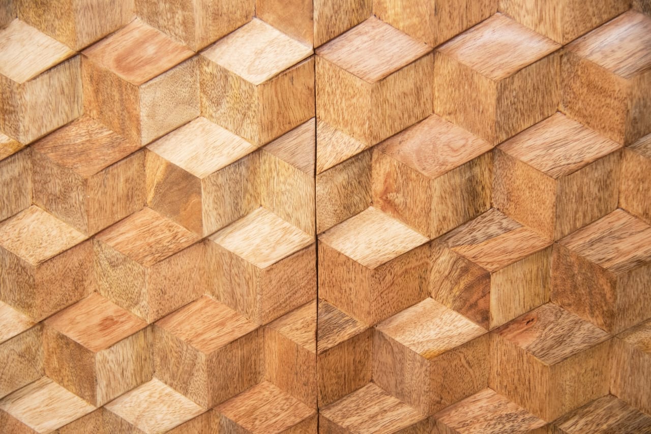 Wooden panel with geometric pattern