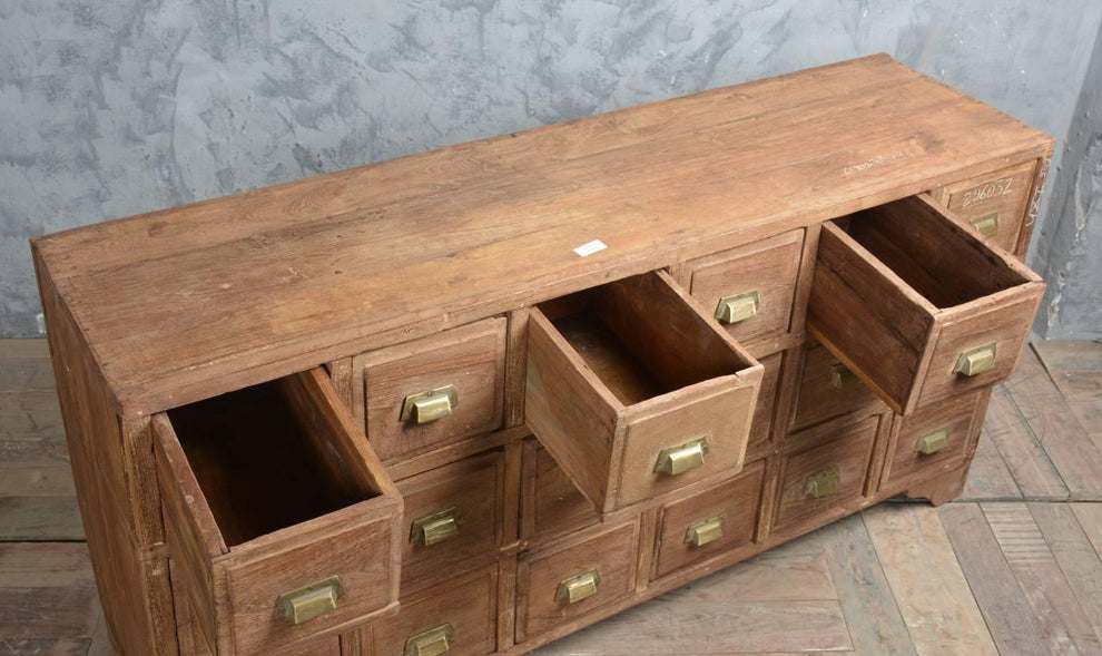 Multi Drawer Wooden Antique Table | Vintage Chest of Drawers – Tesu