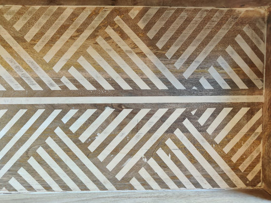 Wooden surface with a geometric pattern