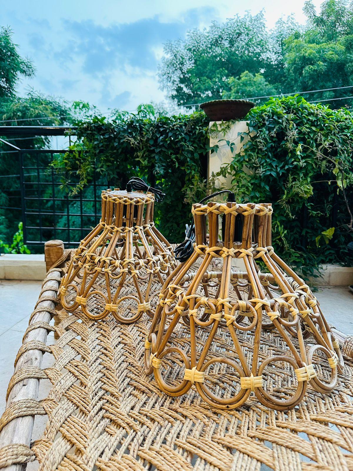 Peacock Feather Cane Lampshade - TesuPendant Light