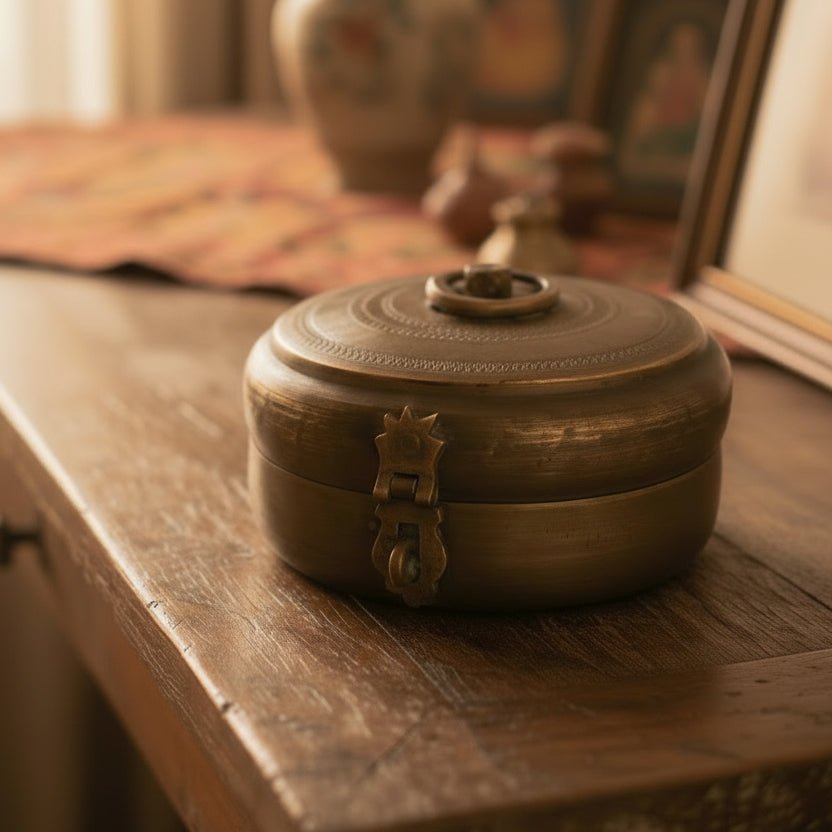 Pracheen Brass Trinket Box - TesuBrass Storage Box