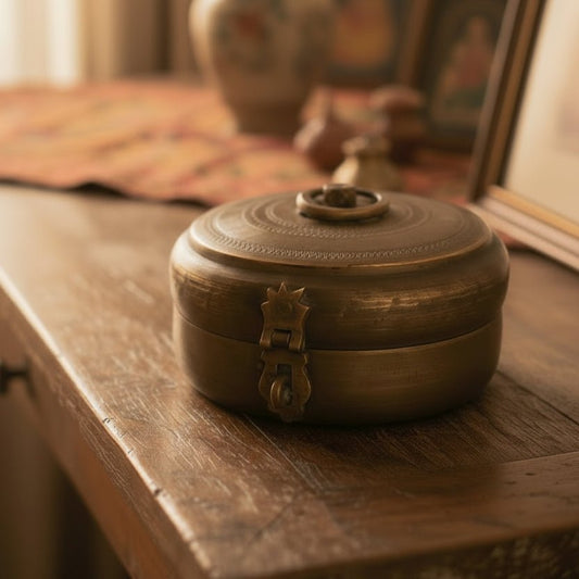 Pracheen Brass Trinket Box - TesuBrass Storage Box