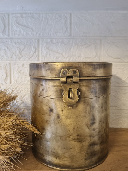 Rooted in traditional craftsmanship, the Pracheen Tall Brass Storage Box is crafted from durable brass and finished in a warm, aged patina.