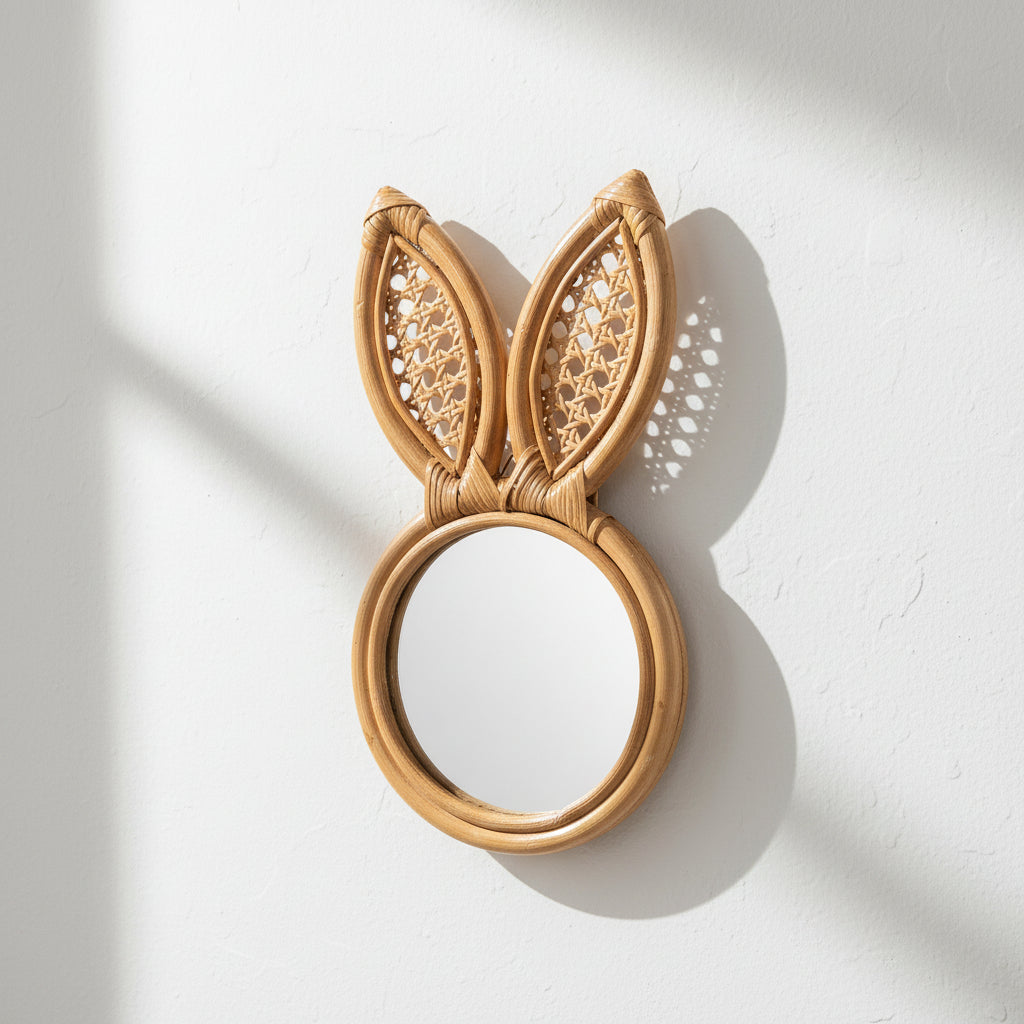 Rabbit Rattan Mirror | Boho Shaped Wall Mirror India – Tesu