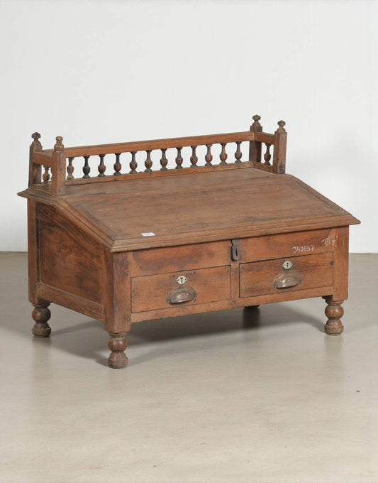 Wooden bench with two drawers 