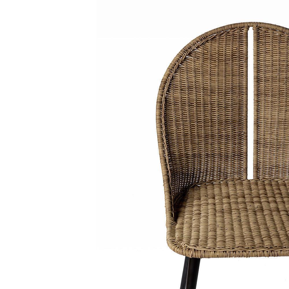 Wicker chair backrest on a white background