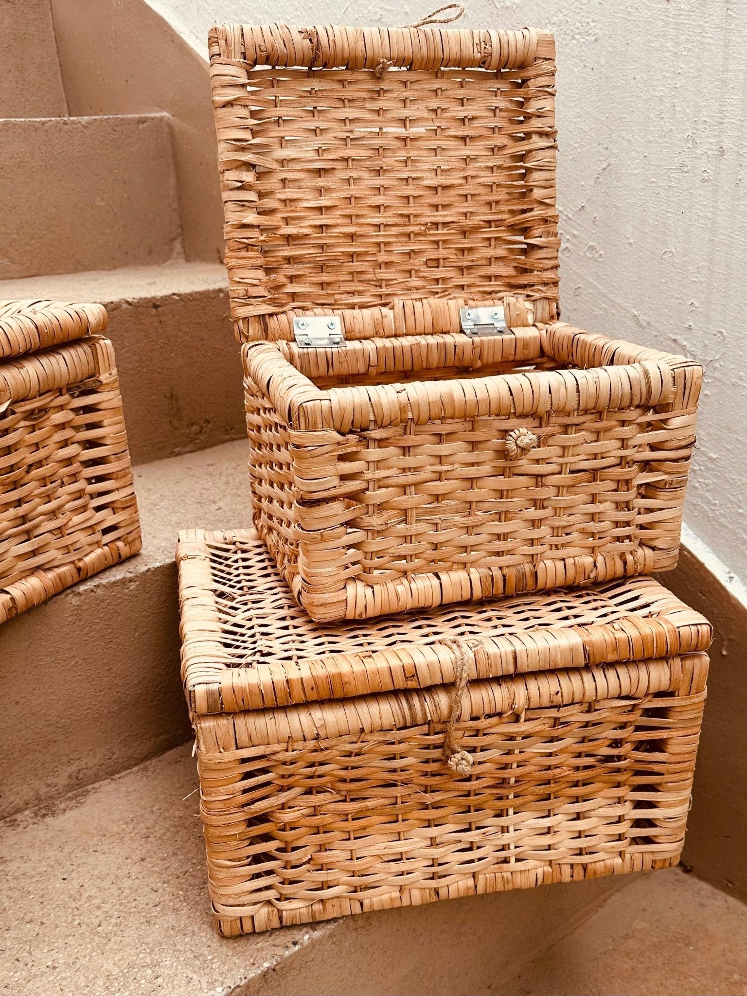 Rattan Box with attached lid - Set of 2 - TesuCabinets & Storage