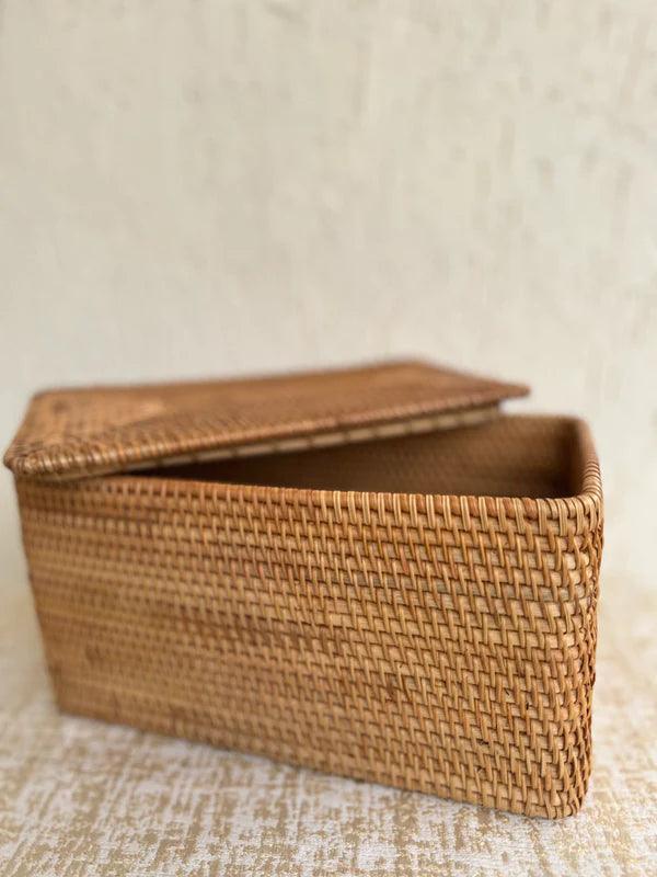 Eco-friendly rattan box displaying sustainable handcrafted design and functional storage solution