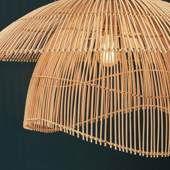 Rattan Inverted Pendant Lamp | Wide Boho – Tesu