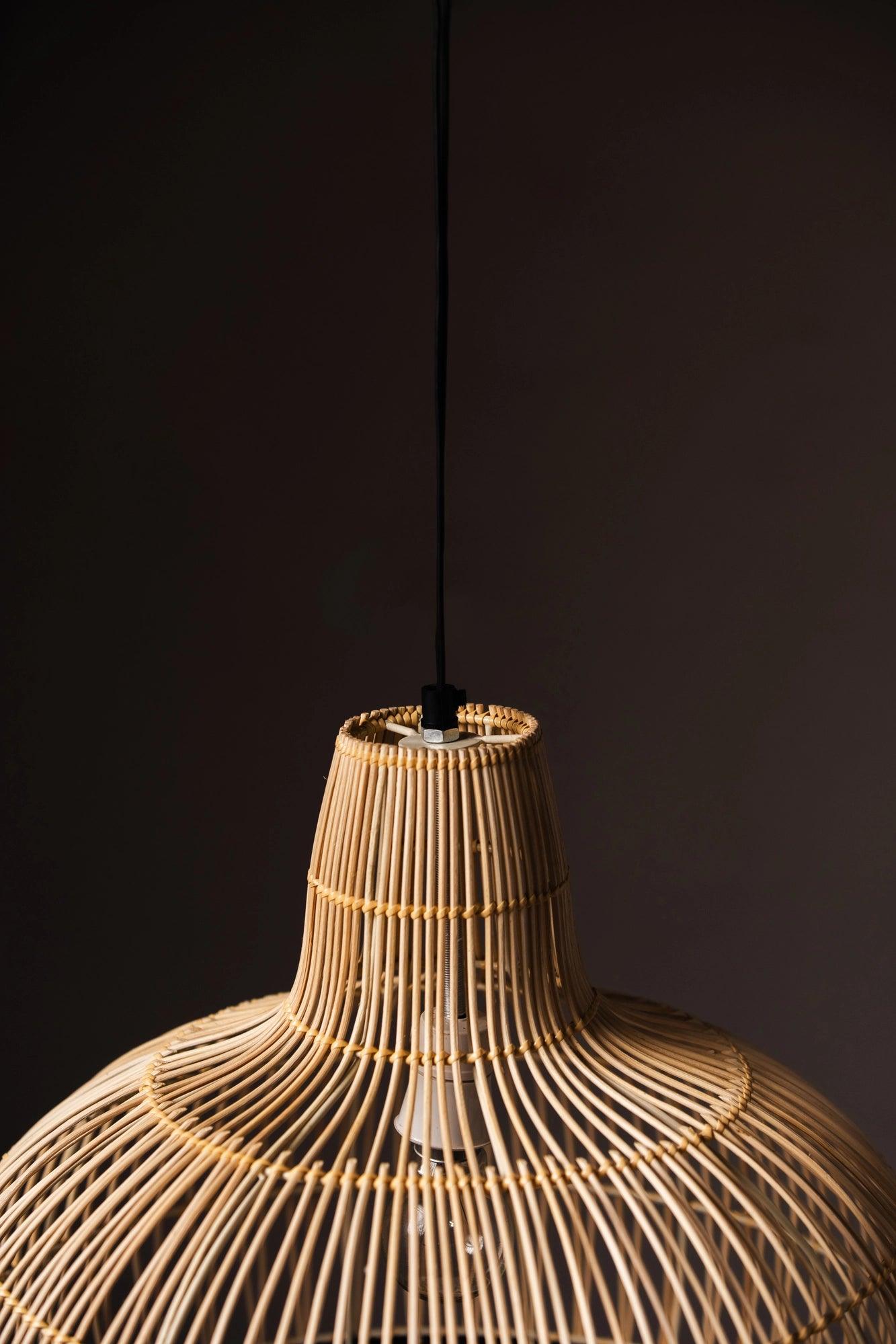 Rattan Onion Shaped Lampshade - Black - TesuLampshade
