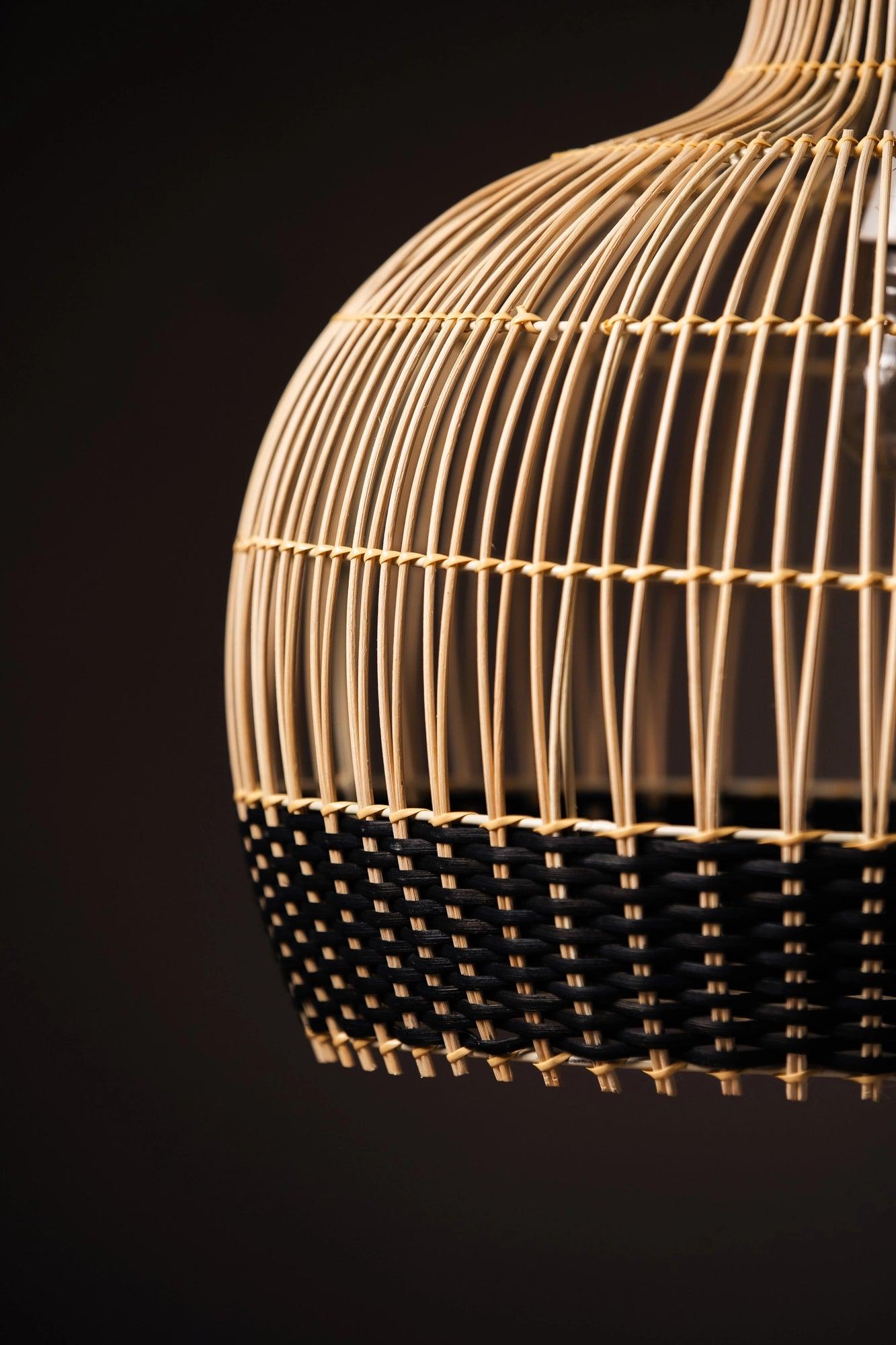 Rattan Onion Shaped Lampshade - Black - TesuLampshade