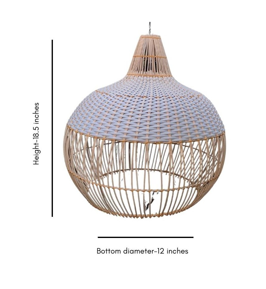 Rattan Onion Shaped Lampshade - Natural & White - TesuLighting